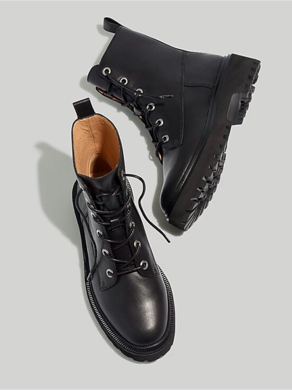 Madewell — The Rayna Lace-Up Boot in Leather
